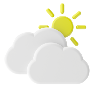 Bulutlu. Üç boyutlu hava durumu ikonu. Üç boyutlu iklim simgesi. 3B öge.