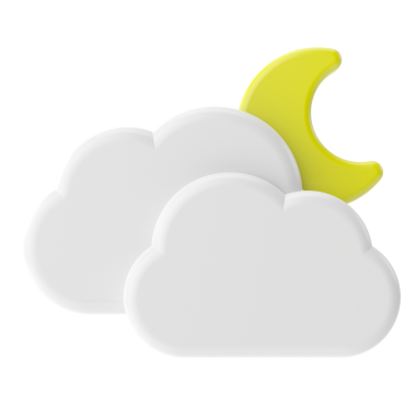 Geceleri bulutlu. Üç boyutlu hava durumu ikonu. Üç boyutlu iklim simgesi. 3B öge.