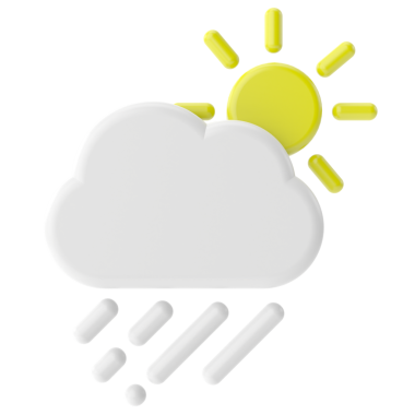 Yağmurlu. Üç boyutlu hava durumu ikonu. Üç boyutlu iklim simgesi. 3B öge.