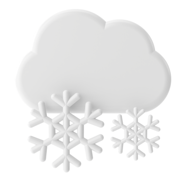 Karlı. Üç boyutlu hava durumu ikonu. Üç boyutlu iklim simgesi. 3B öge.