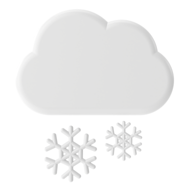 Karlı. Üç boyutlu hava durumu ikonu. Üç boyutlu iklim simgesi. 3B öge.