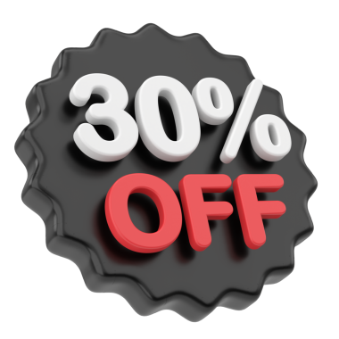 Yüzde üç buçuk indirimli. % 30 indirimli. Kara Cuma satış kartı..