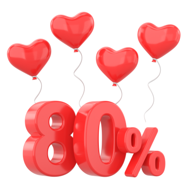 Sevgililer günü. Yüzde seksen indirim. % 80 indirim..