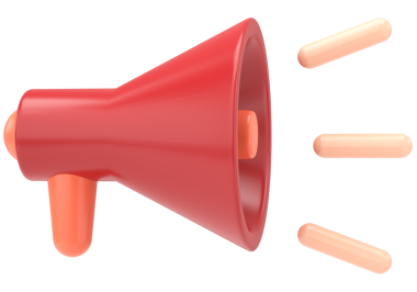 Megafon. Üç boyutlu megafon. 3B illüstrasyon.