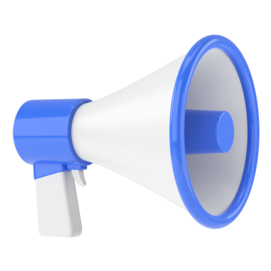 Megafon. Üç boyutlu megafon. 3B illüstrasyon.