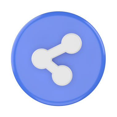 3 boyutlu paylaşım simgesi. Paylaş düğmesi. 3B öge.