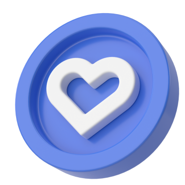 Aşk ikonu. Kalp ikonu. 3B illüstrasyon.