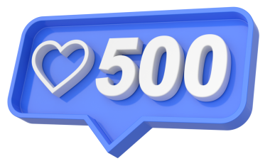 500 beğeni. 500 beğeni. İkon gibi. 3B illüstrasyon.