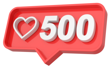 500 beğeni. 500 beğeni. İkon gibi. 3B illüstrasyon.