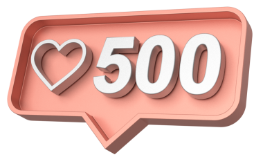 500 beğeni. 500 beğeni. İkon gibi. 3B illüstrasyon.