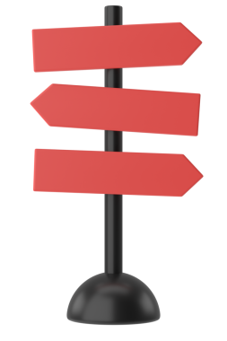 Yön tabelası. Üç boyutlu tabela. 3B illüstrasyon.