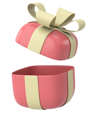 Hediye Kutusu açıldı. 3B illüstrasyon.