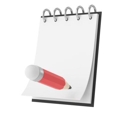 Boş not kağıdı. 3B illüstrasyon.