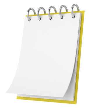 Boş not kağıdı. 3B illüstrasyon.