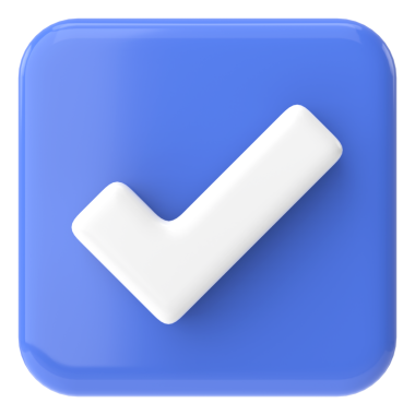 Kutu simgesini işaretle. Üç boyutlu kontrol listesi. 3B illüstrasyon.