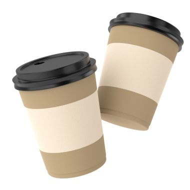 Üç boyutlu kahve fincanı. 3B illüstrasyon.