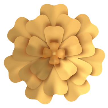 Altın çiçek. Üç boyutlu çiçek. 3B illüstrasyon.