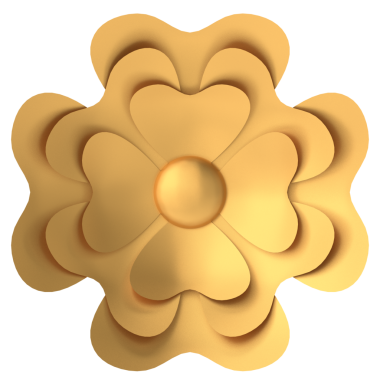 Altın çiçek. Üç boyutlu çiçek. 3B illüstrasyon.