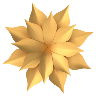 Altın çiçek. Üç boyutlu çiçek. 3B illüstrasyon.