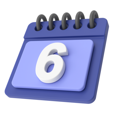 Altıncı. Ayın altıncı günü. 3B takvim simgesi.