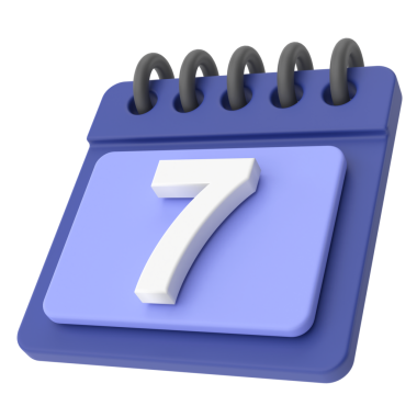 Yedinci. Ayın yedinci günü. 3B takvim simgesi.
