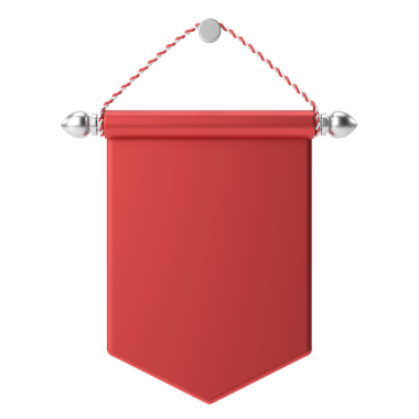 Üç boyutlu bayrak. Üç boyutlu etiket. 3B etiket.