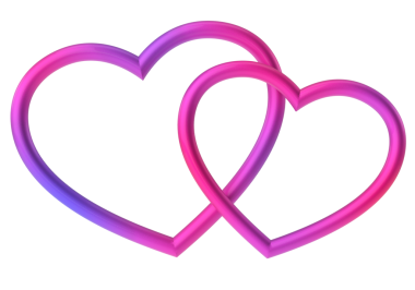 Çift kalp. Üç boyutlu kalp. Sevgililer günü kartı dekorasyonu.