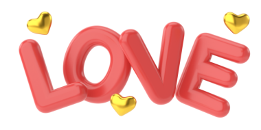 Üç boyutlu aşk. Sevgililer Günü dekorasyonu.