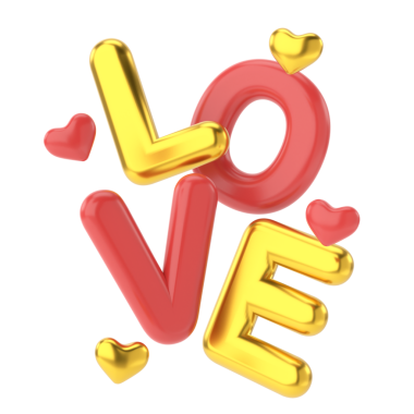 Üç boyutlu aşk. Sevgililer Günü dekorasyonu.