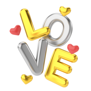 Üç boyutlu aşk. Sevgililer Günü dekorasyonu.