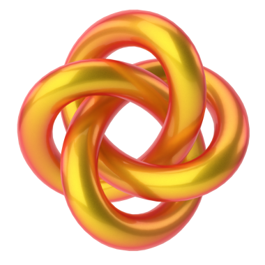 Torus düğümü şeklinde. 3B geometrik şekil.