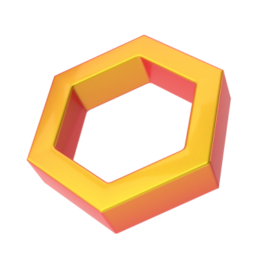 Üç boyutlu altıgen şeklinde. 3B geometrik şekil.