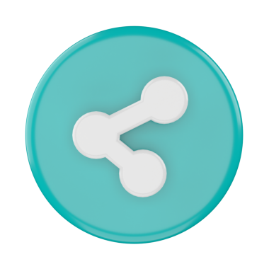 3 boyutlu paylaşım simgesi. Paylaş düğmesi. 3B öge.