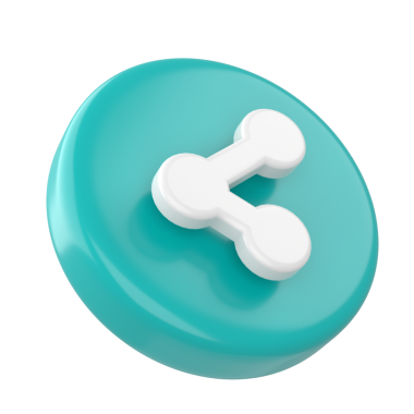 3 boyutlu paylaşım simgesi. Paylaş düğmesi. 3B öge.