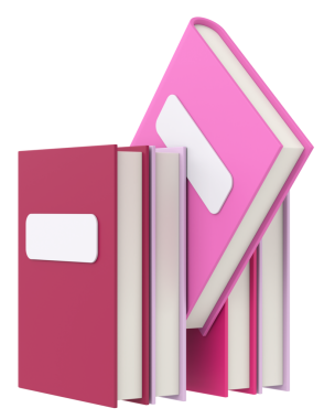 Üç boyutlu kitap. Not defteri. 3B illüstrasyon.