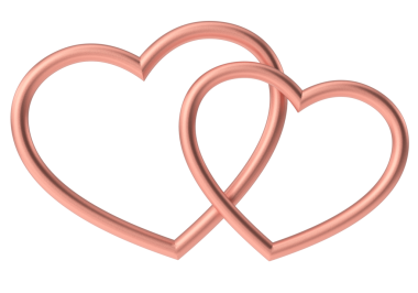 Çift kalp. Üç boyutlu kalp. Sevgililer günü kartı dekorasyonu.