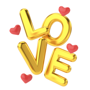 Üç boyutlu aşk. Sevgililer Günü dekorasyonu.