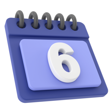 Altıncı. Ayın altıncı günü. 3B takvim simgesi.