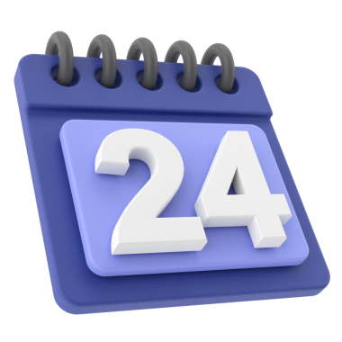 24 'ü. Ayın yirmi dördüncü günü. 3B takvim simgesi.