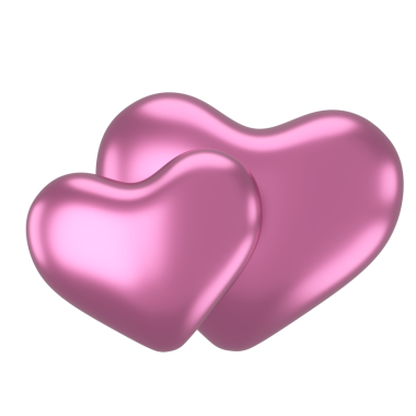 Çift kalp. Üç boyutlu kalp elementi. Sevgililer günü kartı dekorasyonu.