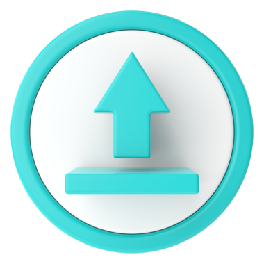Gönderme düğmesi. Simgeyi yükle. 3B illüstrasyon.