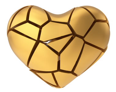 Kırık kalp. Kalbi kırılmış. Aşk acısı. 3B illüstrasyon.