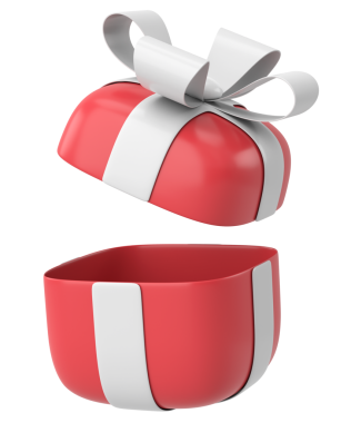 Hediye Kutusu açıldı. 3B illüstrasyon.