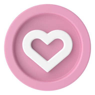 Aşk ikonu. Kalp ikonu. 3B illüstrasyon.