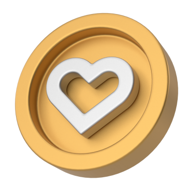 Aşk ikonu. Kalp ikonu. 3B illüstrasyon.