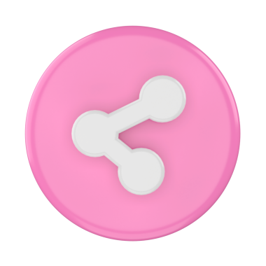 3 boyutlu paylaşım simgesi. Paylaş düğmesi. 3B öge.