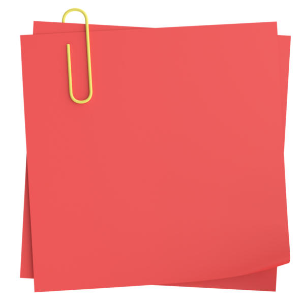 Raptiyeli not kağıdı. 3B illüstrasyon.