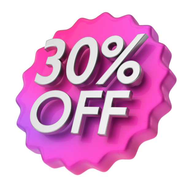 Yüzde üç buçuk indirimli. % 30 indirimli. 3B illüstrasyon.