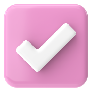 Kutu simgesini işaretle. Üç boyutlu kontrol listesi. 3B illüstrasyon.