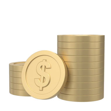 Üç boyutlu para. Altın para. Bozuk para yığını. 3B illüstrasyon.